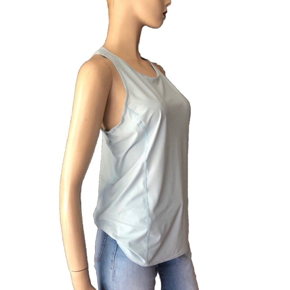Zella blue sport top razor black laser details